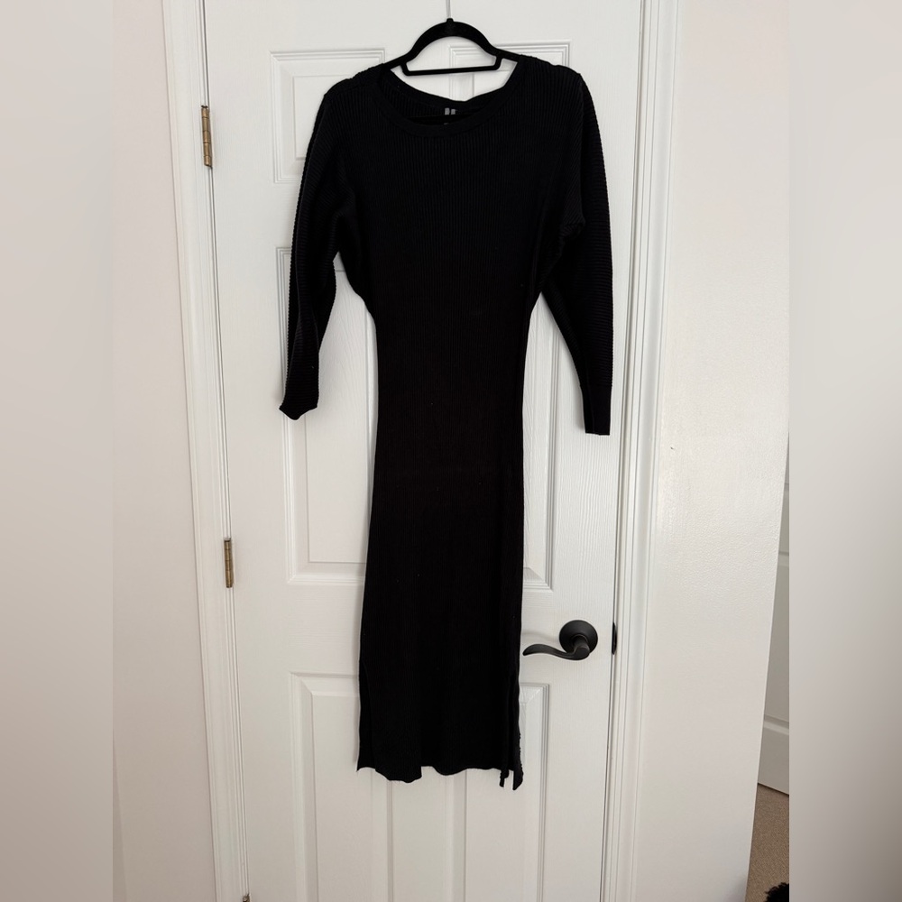 Anthropologie Elegant Black Long Sleeve Dress